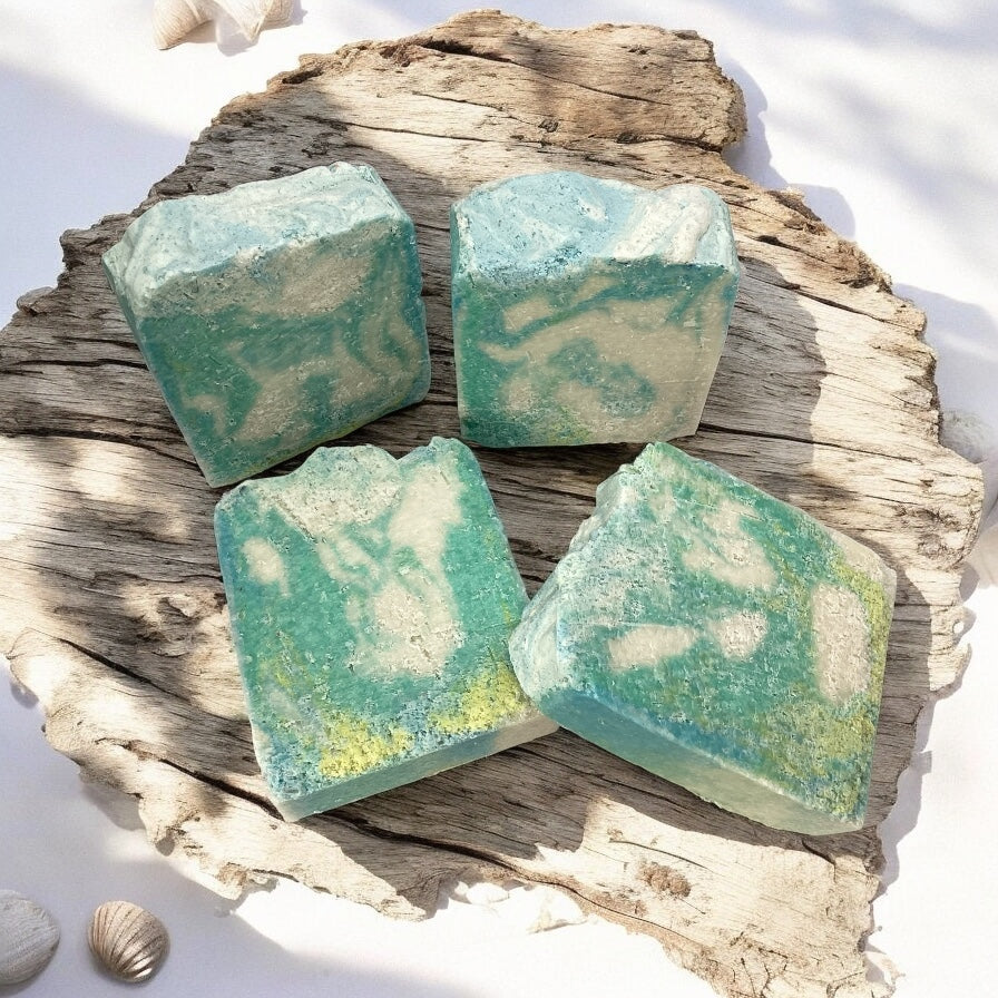 Salty Beach Soap-Beachy Fruit Scented Bar Soaps, Salt Soap Bars, Upscale Spa Aesthetic