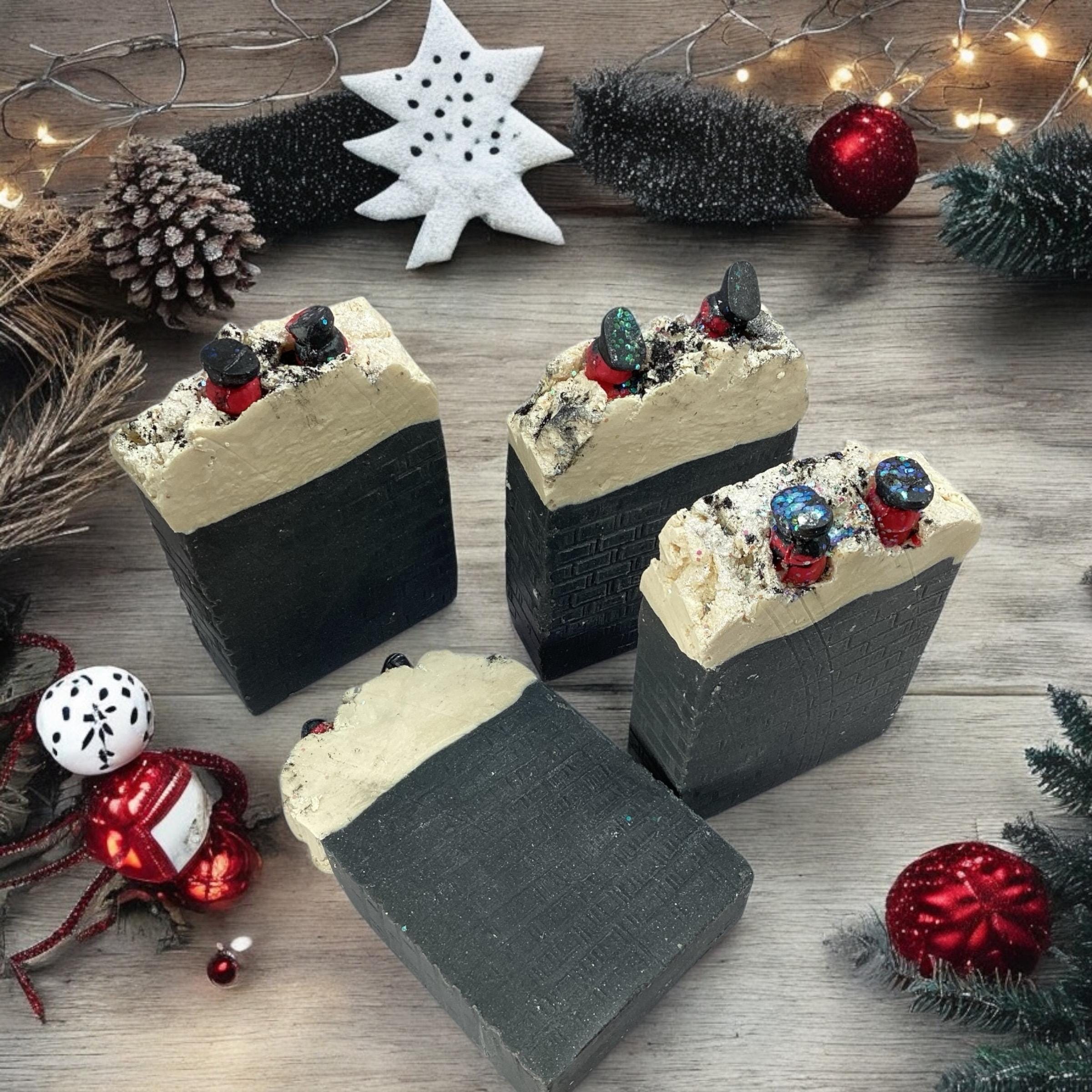 Sooty Santa Handmade Soap-Santa Chimney Bar Soaps, Christmas Eve Bath Gift, Unique+ Novelty Gift