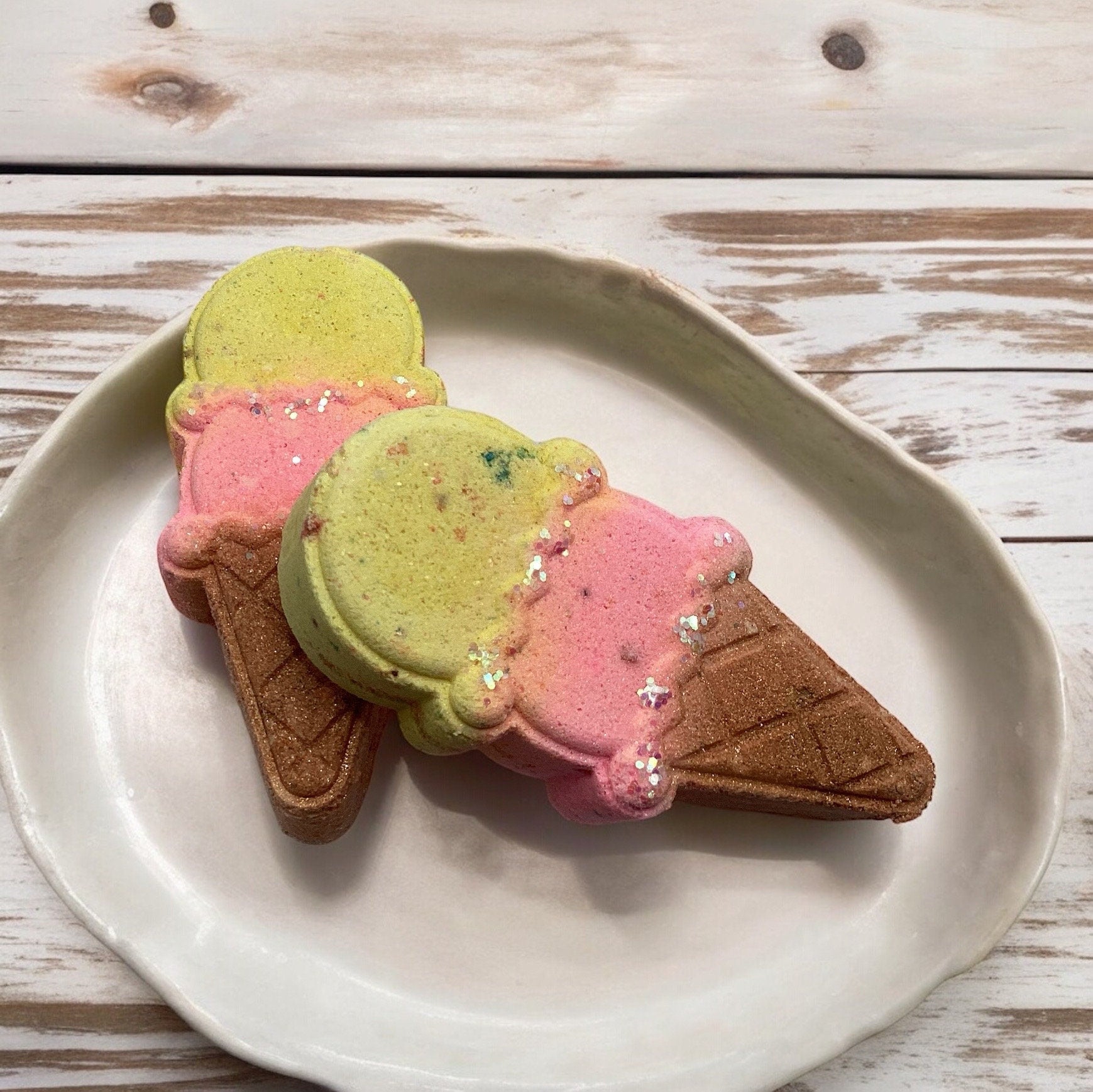Sundae Soak-Ice Cream Cone Bath Bombs, Food Inspired, Floral Fruit Scented, Summer Vacay Vibes, Kid's Bath Fun